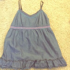 Cute blue spaghetti strap blouse!
